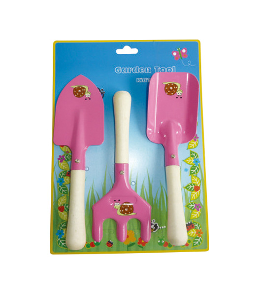 Pink garden tool set for kids