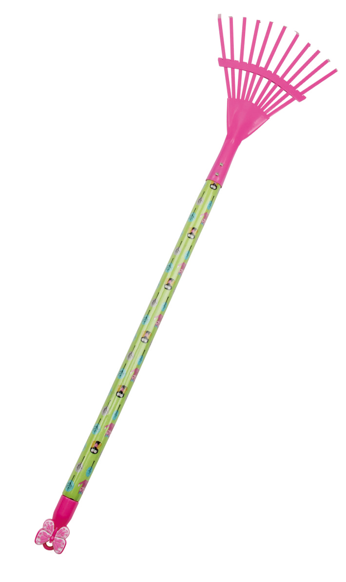 Kids long PE wooden handle leaf rake