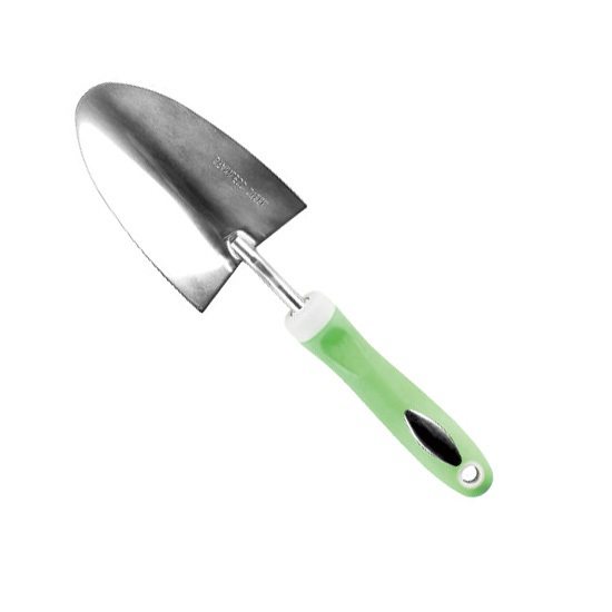 steel trowel with green handle