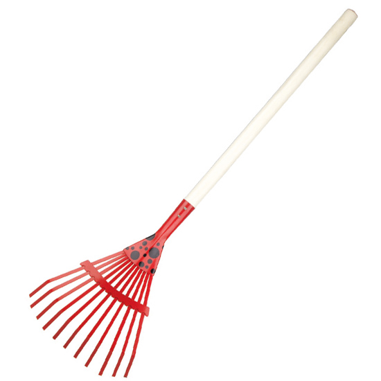 long wooden handle leaf rake for older childrer