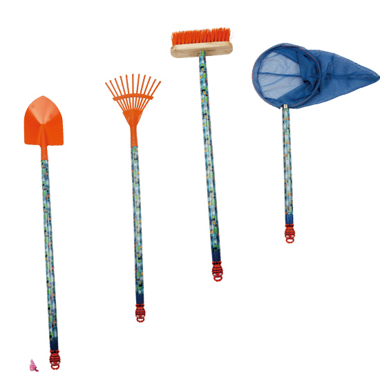 four long handle garden tools for older children