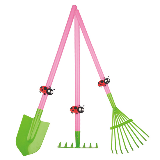 3pcs long handle garden tool set children