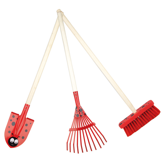 3pcs long wooden handle kids garden tools set