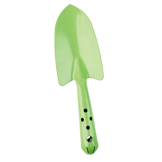 green steel mini hand trowel