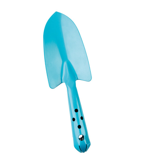 blue steel mini hand trowel for garden