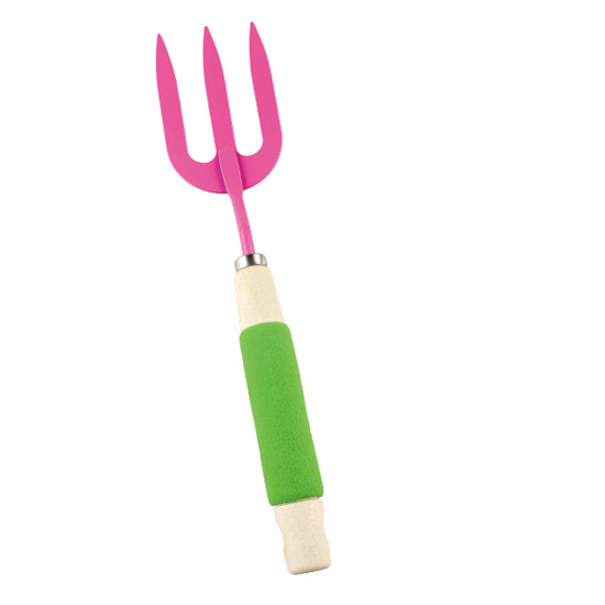 wooden hand garden fork